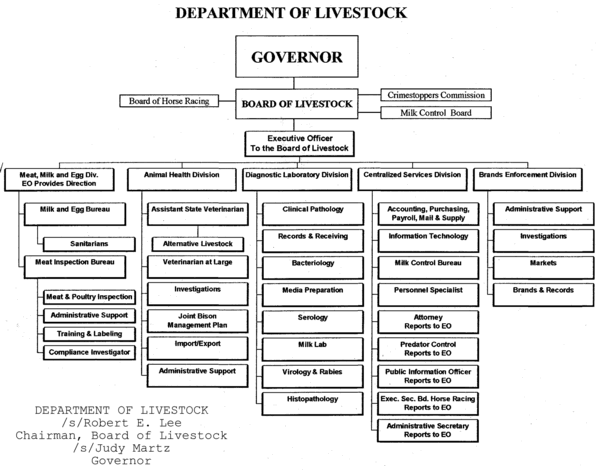 Department of Livestock Organizational Chart
